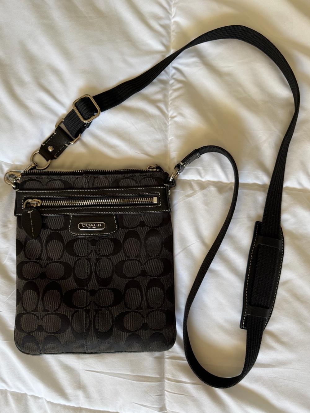 Coach Black Signature Small Messenger Bag